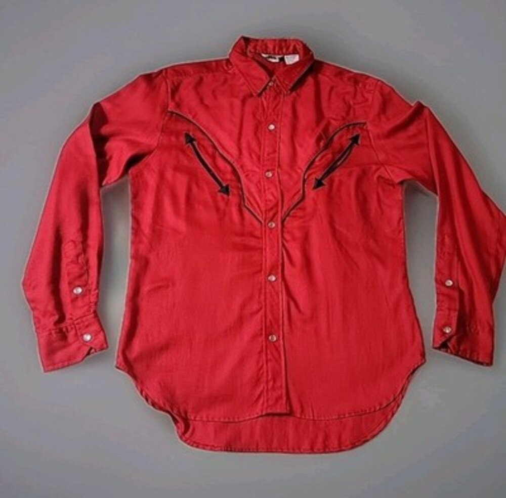 VINTAGE Ramrod Pearl Snap Adult Red Charro Ride Western Mens Arrows